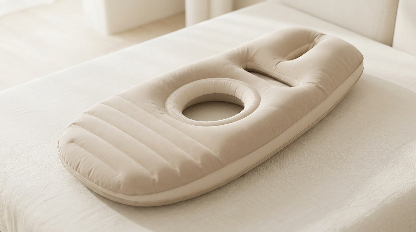 BumpCloud inflatable pregnancy pillow with contoured bump recess